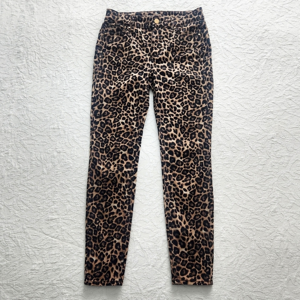 WHBM Sculpting High Waist Ankle Pants With Stretch, Brown & Black Leopard Size 0 - Picture 13 of 15